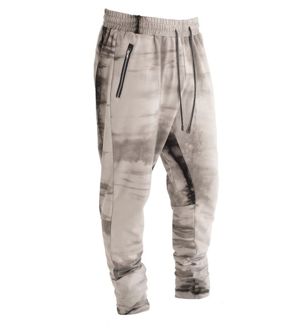 Grey with black texture sweatpants, hand dyed with plants using the shibori dying method.  Gothic grunge, luxe lounge wear.