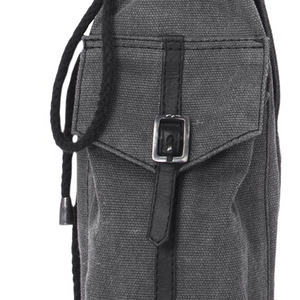 Gray tactical pouch with a buckle on a white background