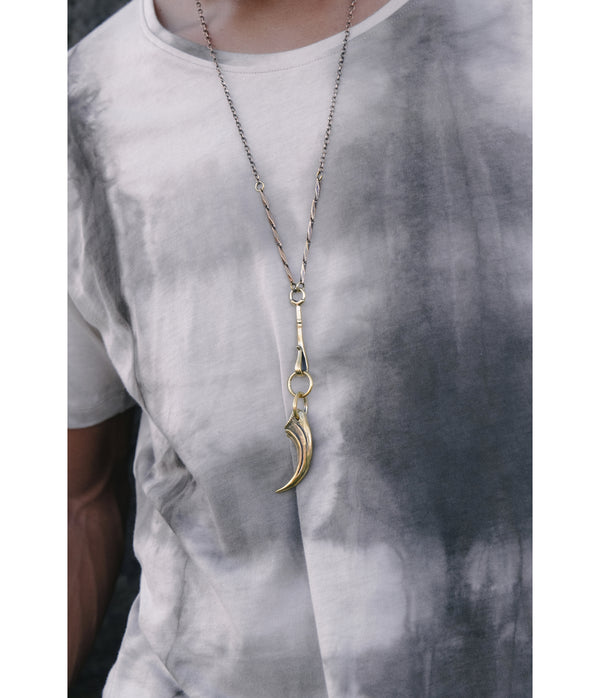 tiger talon pendulum necklace brass
