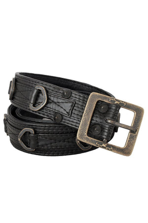 Super detailed men’s leather belt with hand-cast brass belt buckle.