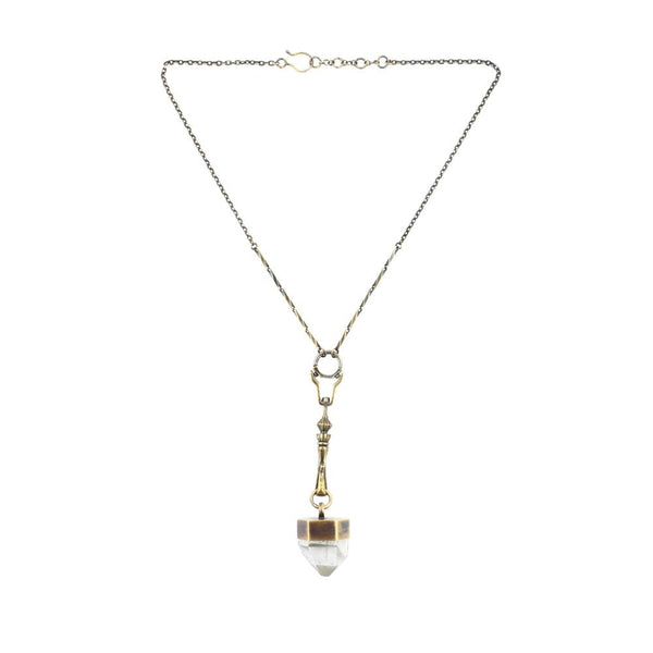 art nouveau crystal pendant necklace. spire connector with crystal pendant with chain and adjustable clasp.