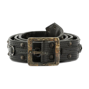 Super detailed men’s leather belt with hand-cast brass belt buckle.