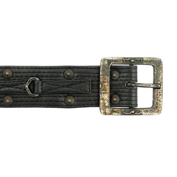 Super detailed men’s leather belt with hand-cast brass belt buckle.