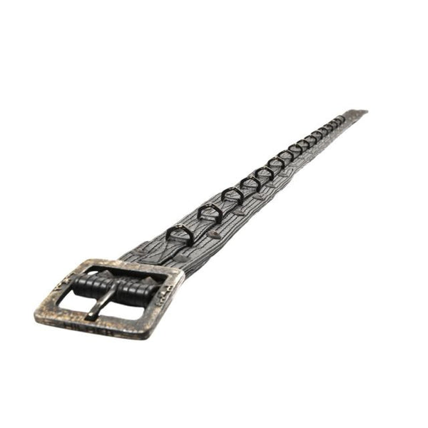 Super detailed men’s leather belt with hand-cast brass belt buckle.