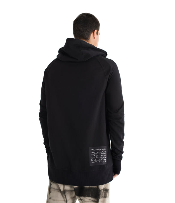 Drawstring hoodie sweatshirt crafted from medium weight cotton terry finished with ecovero* ribbing, lined hood.
