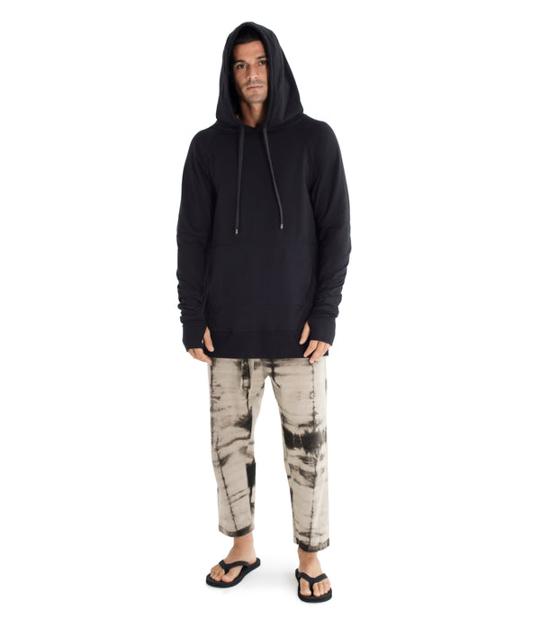 Drawstring hoodie sweatshirt crafted from medium weight cotton terry finished with ecovero* ribbing, lined hood.