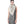 Load image into Gallery viewer, A person wearing a off white linen shawl with leather trim over a shoulder, paired with a gray dress.
