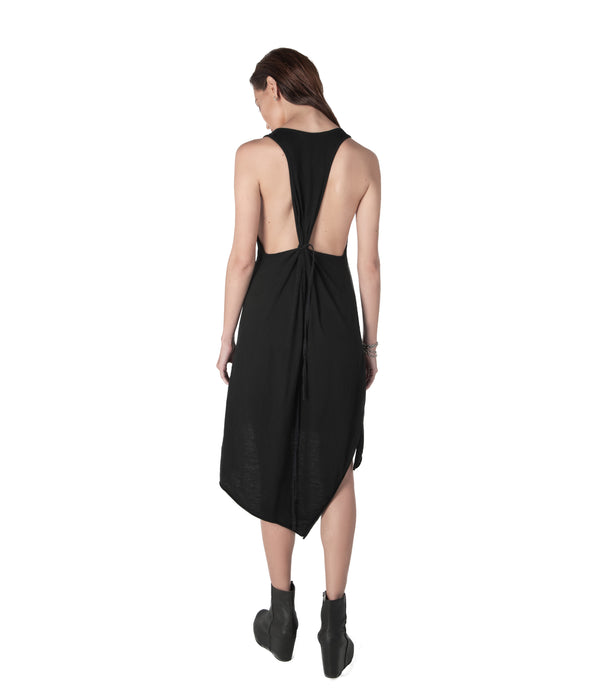 alt black dress. summer tank dress. Easy to wear relax fit asymmetrical tank dress made of very soft bamboo cotton blend.